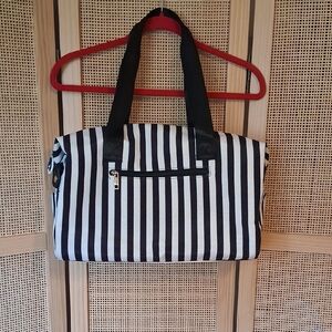 Alice + Olivia Black and White Striped Tote Bag